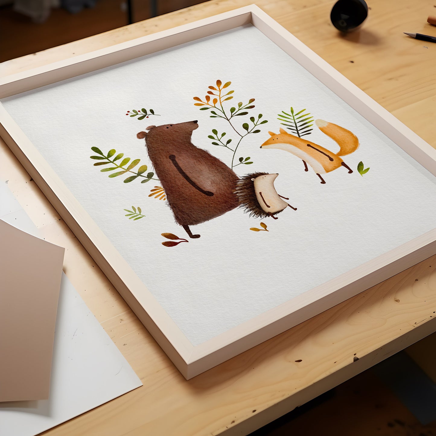 Hand Painted Woodland Animal Wall Art for Kids