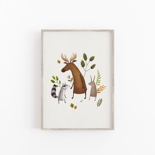 Woodland Animals Nursery Art Print