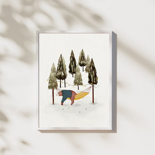 Bear Forest Art Print - Outdoor Adventure Wall Decor for Nursery