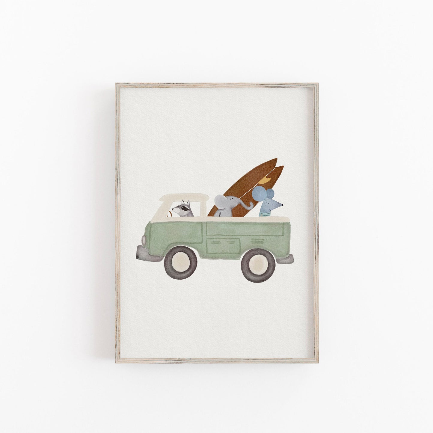 Surfing Campervan Art Print - Kids Surf Decor