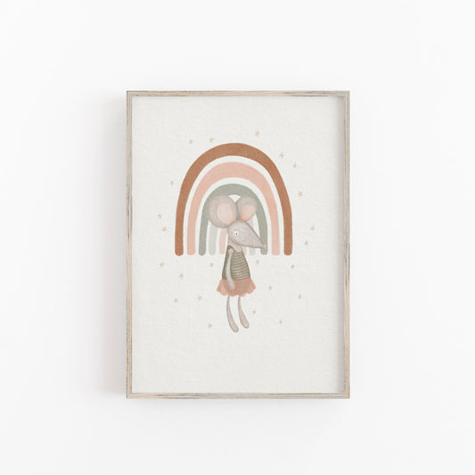 Girls Rainbow Nursery Art - Childrens Wall Print