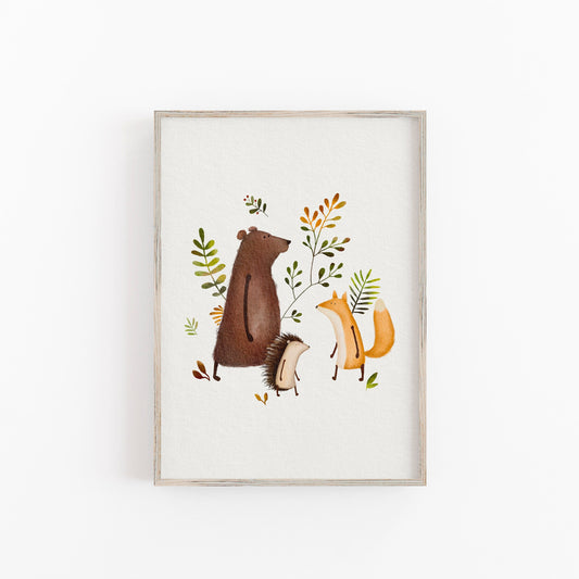 Hand Painted Woodland Animal Wall Art for Kids