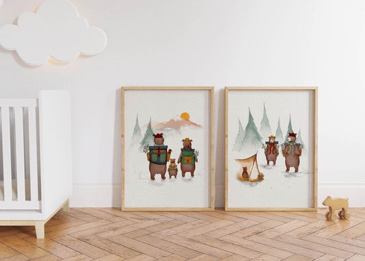 Set of 2 Bear Adventure Art Prints