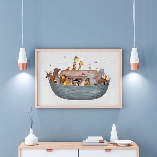 Noahs Ark Nursery Decor - Animal Art Print for Children