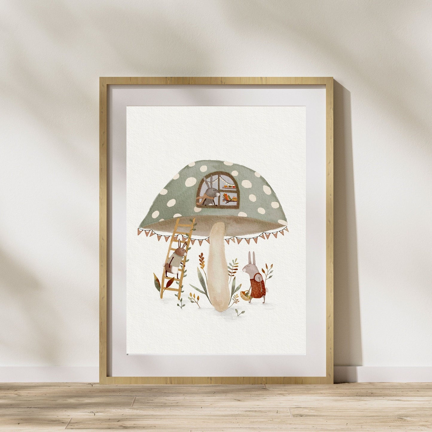 Mushroom House Print - Whimsical Woodland Nursery Decor