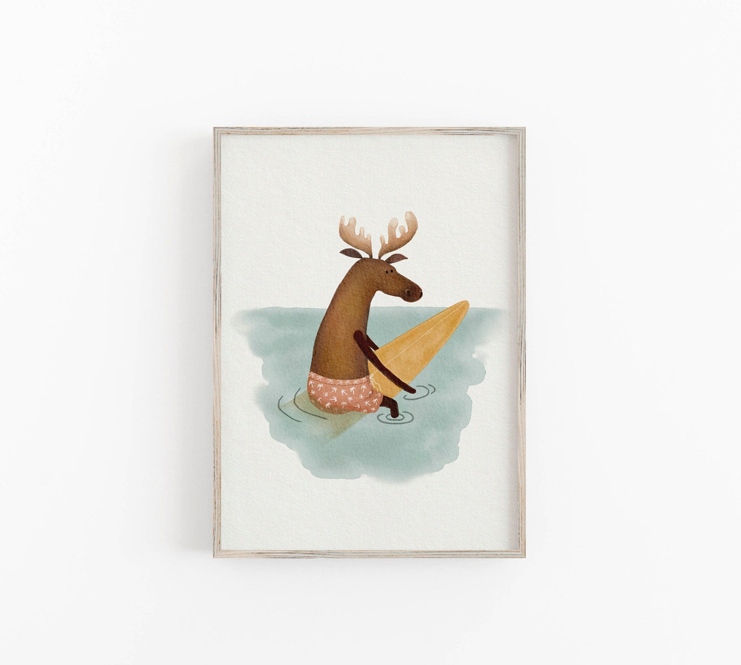 Childrens Surfing Print - Hand Painted Animal Surf Art