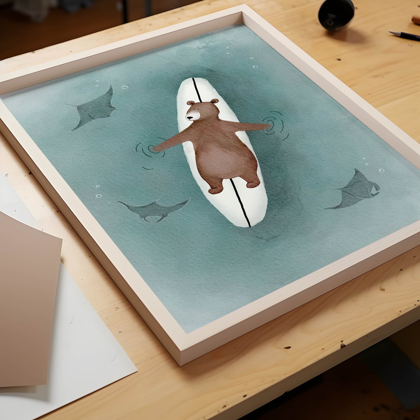 Set of 2 Bear Surf Prints