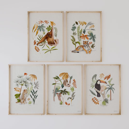 Jungle Nursery Art Prints - Set of 5 for Kids Room