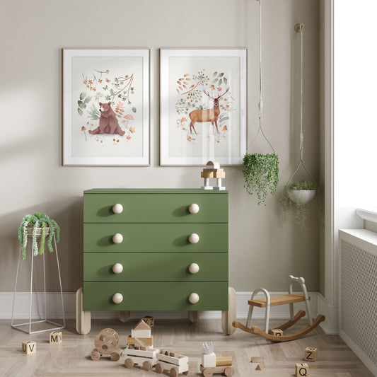 Sage Green Decor with Bear and Stag