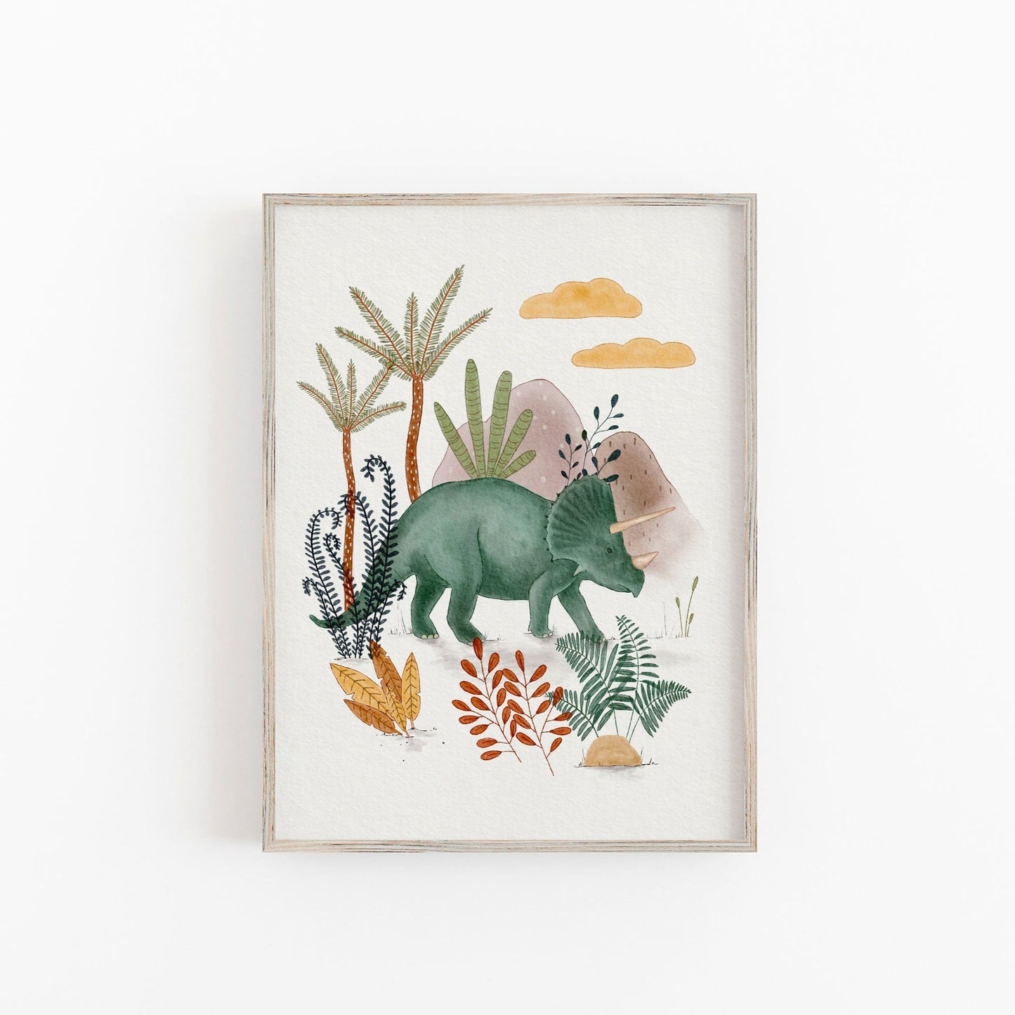 Dinosaur Art Print - Triceratops Gift for Kids