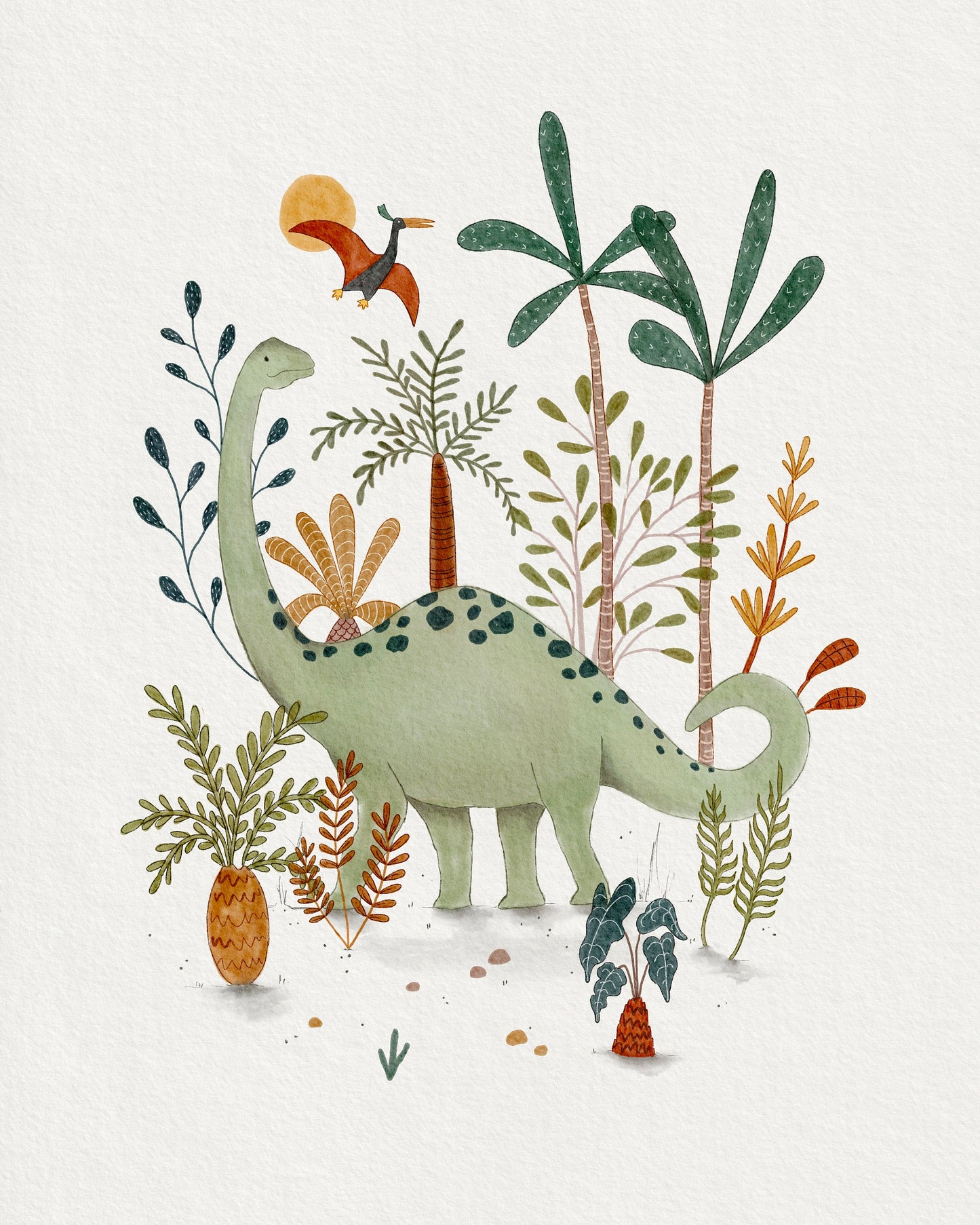 Dinosaur Brachiosaurus Nursery Wall Art Print - Boys Nursery Decor