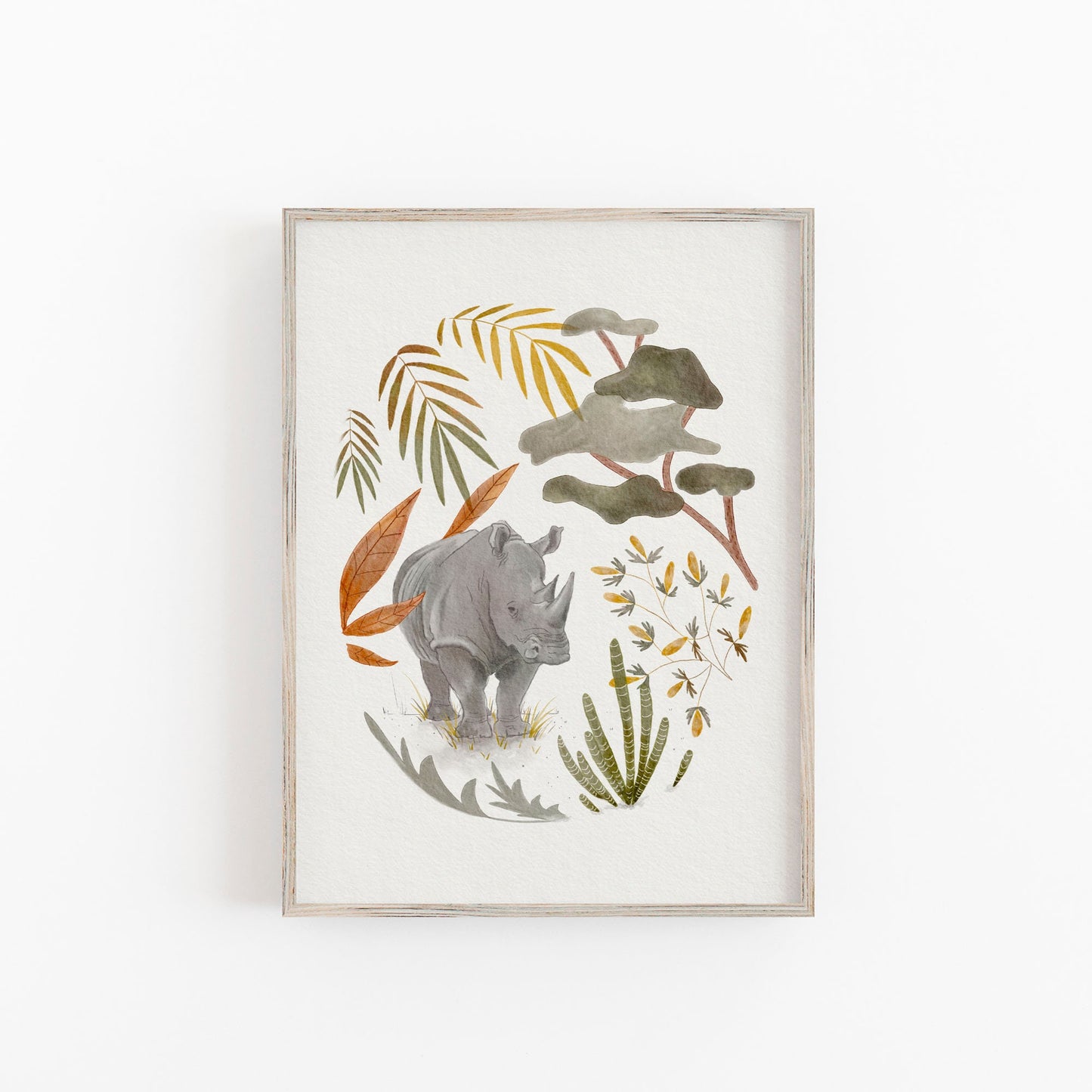 Hippo Art Print for Kids Room - Safari Animal Decor