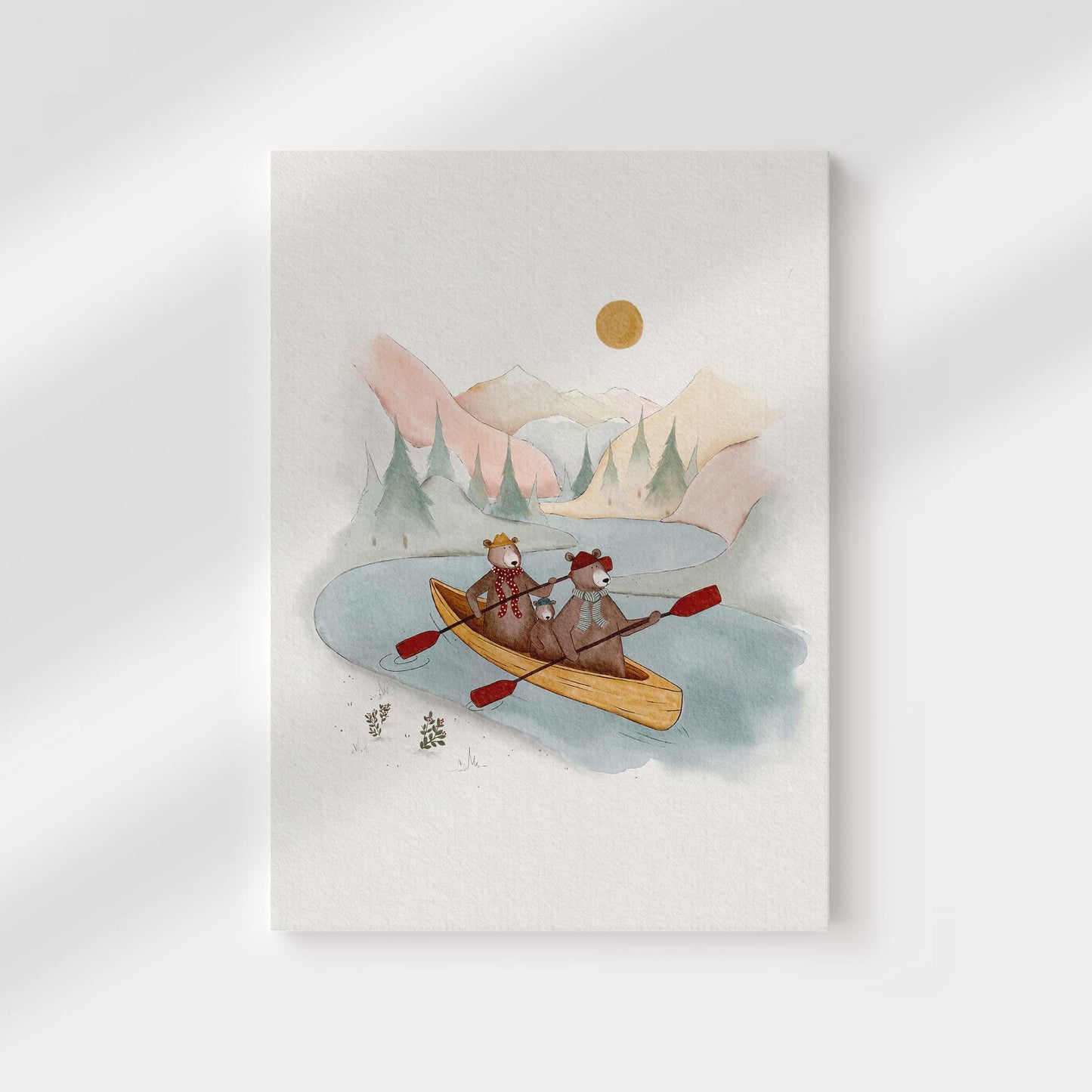 Bear Kayak Adventure Canvas Wall Art