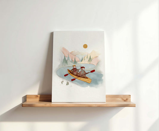 Bear Kayak Adventure Canvas Wall Art