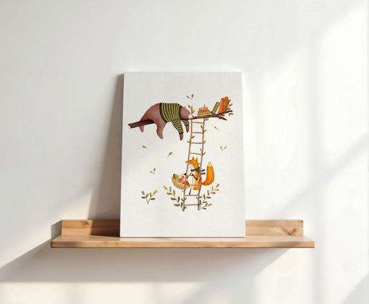 Whimsical Woodland Bear Canvas Art for Childrens Room