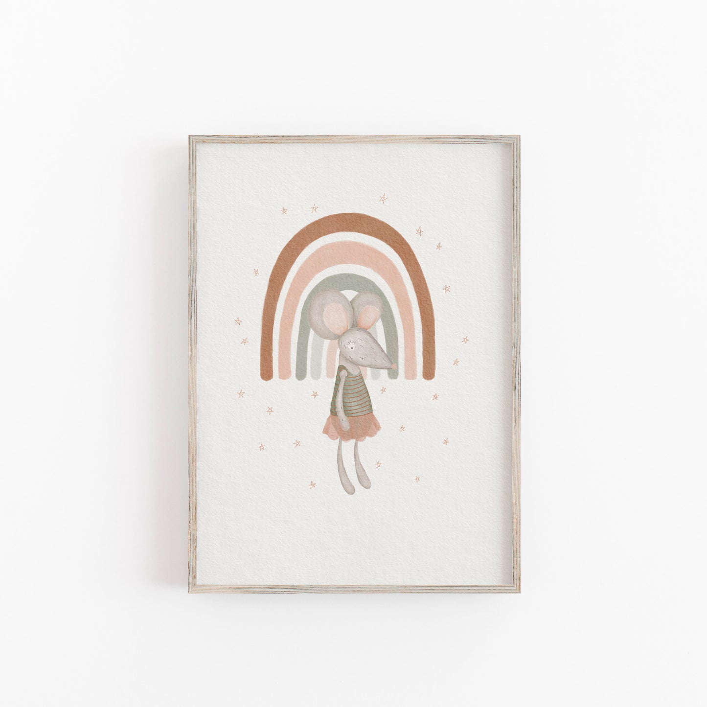 Mouse Nursery Art Print, Rainbow Nursery Decor